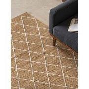 Laagpolig Vloerkleed Kunu Jute - Naturel / Goud / Wit - 80x200 cm