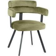 LABEL51 Eetkamerstoel Bardio - Hunter - Fluweel - Zwart Metalen Frame