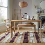 Laagpolig Medina Blocks Jute Vloerkleed Naturel / Paars - 160x230 cm