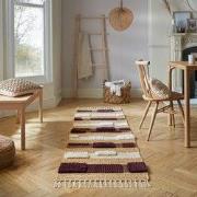 Loper Medina Blocks Jute Vloerkleed Naturel / Paars - 60x230 cm