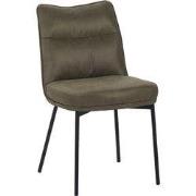 LABEL51 Eetkamerstoel Lennon - Moss - Micro Suede - Zwart Metalen Fram...