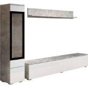 Meubella - Wandmeubel Verity - Wit - Betonlook