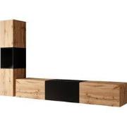 Meubella - Wandmeubel Bonzo - Eiken - Zwart