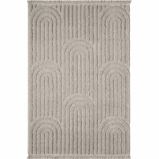 Vloerkleed rechthoekig beige met ingedrukte abstracte motieven - JANEI...