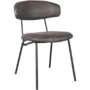 LABEL51 Eetkamerstoel Zack - Antraciet - Micro Suede - Black Frame