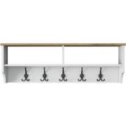 Kapstok met 2 vakken en 5 haken L120 cm - BROOKE