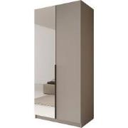 Meubella - Kledingkast Bruno - Beige - 100 cm - Met spiegel