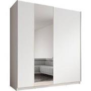Meubella - Kledingkast Ganaro - Wit - 180 cm - Met spiegel