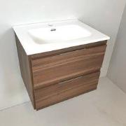 Badmeubel Nogal 60cm, noten 'look' met keramische wastafel