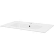Vierkante wastafel met overloop 81x46x16,5 cm wit keramiek LuxeBath