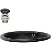 Wastafel incl. afvoergarnituur zwart met overloop 49x40,5x19,5 cm zwar...