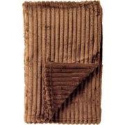 MARTHY - plaid 140x180 cm - zacht ribfluweel - corduroy - Tobacco Brow...
