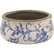 Clayre & Eef Bloempot Ø 21x8 cm Blauw Wit Keramiek Bloemen