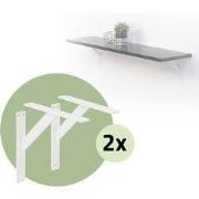 2x muurbeugel Plankhouder set van 2 240 x 240 mm wit aluminium ML desi...