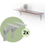 Set van 2 muurbeugels Plankdrager 2x 180 x 180 mm zilver gemaakt van a...