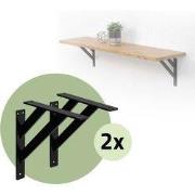 2x muurbeugel Plankhouder set van 2 240 x 240 mm zwart aluminium ML de...