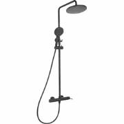 PUYEHUE  - Douchemengkraan set met regendouche - Zwart - Messing