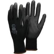 Werkhandschoenen 4 paar met PU coating Zwart Maat L