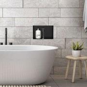 Douchebak 30x20 cm zwart roestvrij staal inbouwframe Wandnis Douchebak...