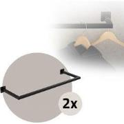 Set van 2 kledingstangen kapstok wandmontage 30 x 90 cm zwart staal ML...