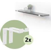 Set van 2 wandbeugels Plankbeugel 2x 200 x 145 mm wit staal ML design
