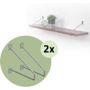 Set van 2 muurbeugels Plankdrager 2x 220 x 180 mm grijs staal ML desig...