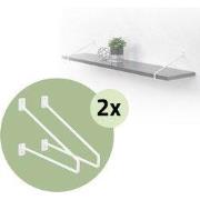 Set van 2 muurbeugels Plankdrager 2x 265 x 180 mm wit staal ML design