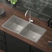 Inbouwspoelbak met dubbele spoelbak Zilver Spoelbak met roestvrijstale...