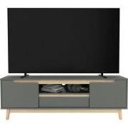 TV lowboard met 4 vakken 140x40 cm in groen gemaakt van MDF & grenen t...