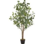 Kunstmatige eucalyptusboom 150 cm kunstplant met natuurlijke houten st...
