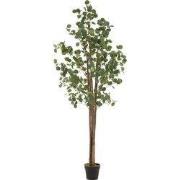 Kunstmatige eucalyptusboom 210 cm kunstplant met natuurlijke houten st...