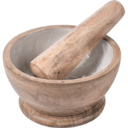 QENA - Vijzel en stamper set - Bruin/Wit - Mangohout