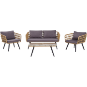 FOBELLO - Loungeset voor 4 - Taupe - PE rotan