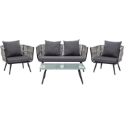 RAGUSA - Loungeset voor 4 - Grijs - PE rotan