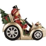 Clayre & Eef Kerstdecoratie Beeld Auto 22x14x16 cm Goudkleurig Kunstst...