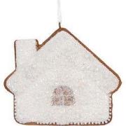 Clayre & Eef Kersthanger Gingerbread house 9x1x8 cm Wit Kunststof