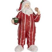 Clayre & Eef Kerstdecoratie Beeld Kerstman 18x11x31 cm Rood Kunststof