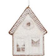 Clayre & Eef Kersthanger Gingerbread house 8x1x10 cm Wit Kunststof