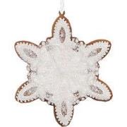 Clayre & Eef Kersthanger Sneeuwvlok 9x1x10 cm Wit Kunststof