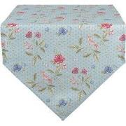 Clayre & Eef Tafelloper 50x160 cm Blauw Groen Katoen Bloemen