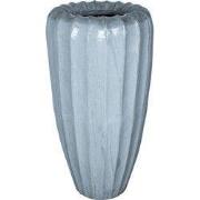 PTMD Linex White Ceramic Pot Organic Ribbed Round S