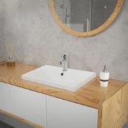 Vierkante wastafel met overloop 51x41,5x15,5 cm wit keramiek ML design