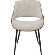 Stoel van notenhout en stof L56 cm - MANNIX