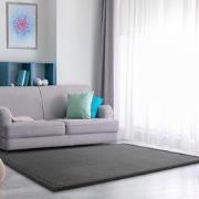 Laagpolig Effen Vloerkleed Tazira - Antraciet - 160x220 cm