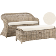SUSUA - Tweezitsbank met ottomaan - Gebroken wit - 140 cm - Rotan
