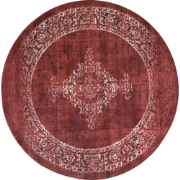 Istanbul Vintage - Laagpolig Vloerkleed - Rond - Retro Tapijt - Rood- ...