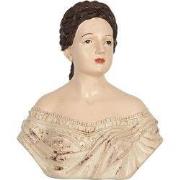 Clayre & Eef Decoratie Beeld Vrouw 18x11x21 cm Beige Kunststof