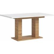 Motion Eetkamertafel Dubbele Kolomvoet Wit, Eiken Decor