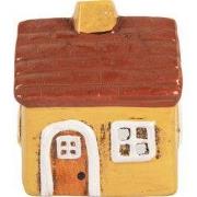Clayre & Eef Waxinelichthouder Huis 8x7x10 cm Geel Keramiek