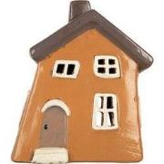 Clayre & Eef Waxinelichthouder Huis 18x13x20 cm Oranje Keramiek
